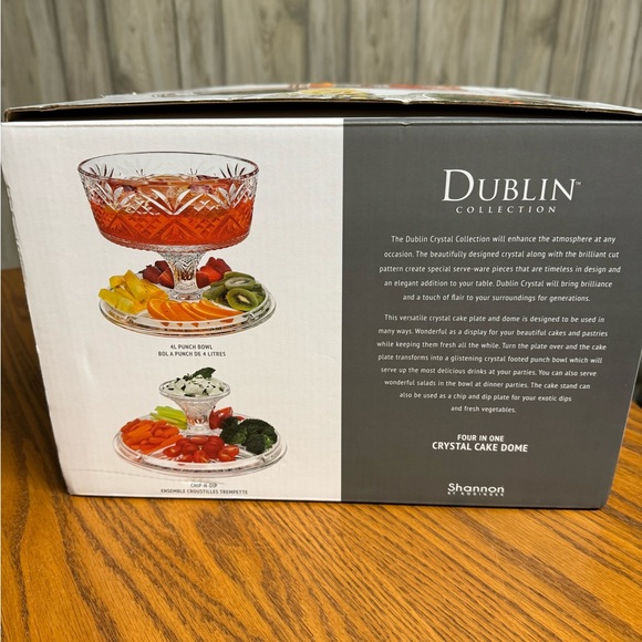 Shannon Dublin Collection Four-in-one Heavy Clear Crystal Cake Plate With Done - Picture 2 of 5